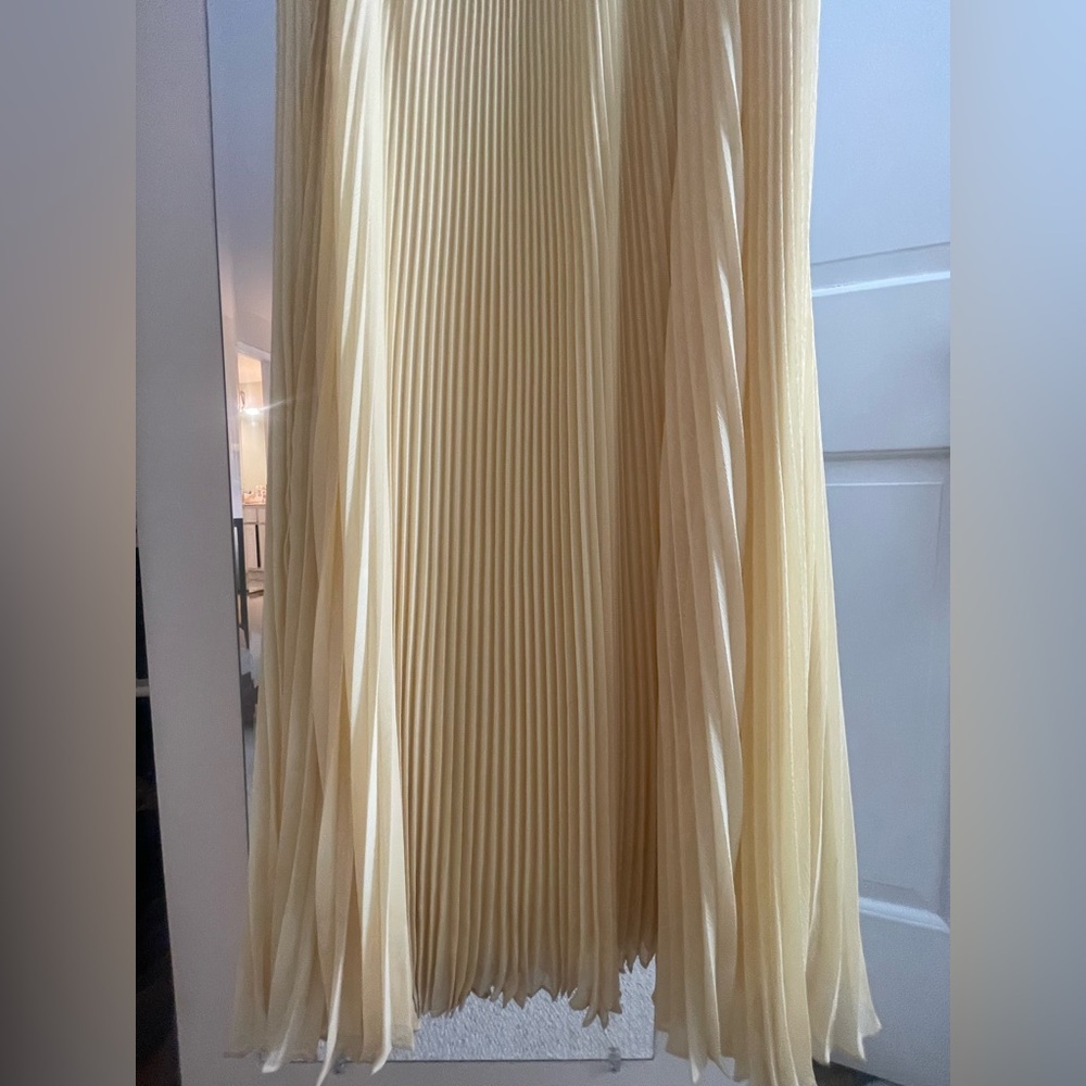 Alexis Strapless Pleated Yellow-Gold Evening Gown - Picture 7 of 13